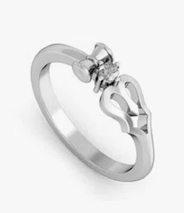 0.06Ct White Round Lab Created Diamond OM Ring In Solid 925 Sterling Silver - Picture 1 of 2