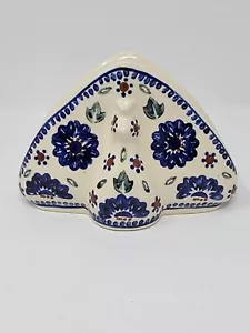 Polish Pottery Napkin Holder Peacock Pattern Handpainted. - Picture 1 of 6