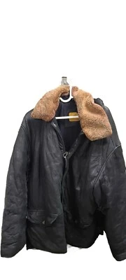 Timberland Weathergear Cowhide Leather Bomber Jacket Black Men XL 1997 Read - Image 1 of 4