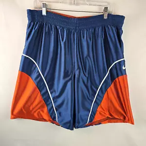 Vintage Nike Shorts 34 Large Orange Blue Reversible Basketball Y2K Heavyweight - Picture 1 of 9
