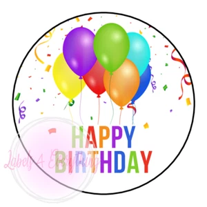 Happy Birthday Balloon Stickers Multicoloured Colours Red Blue Green Purple - Picture 1 of 1