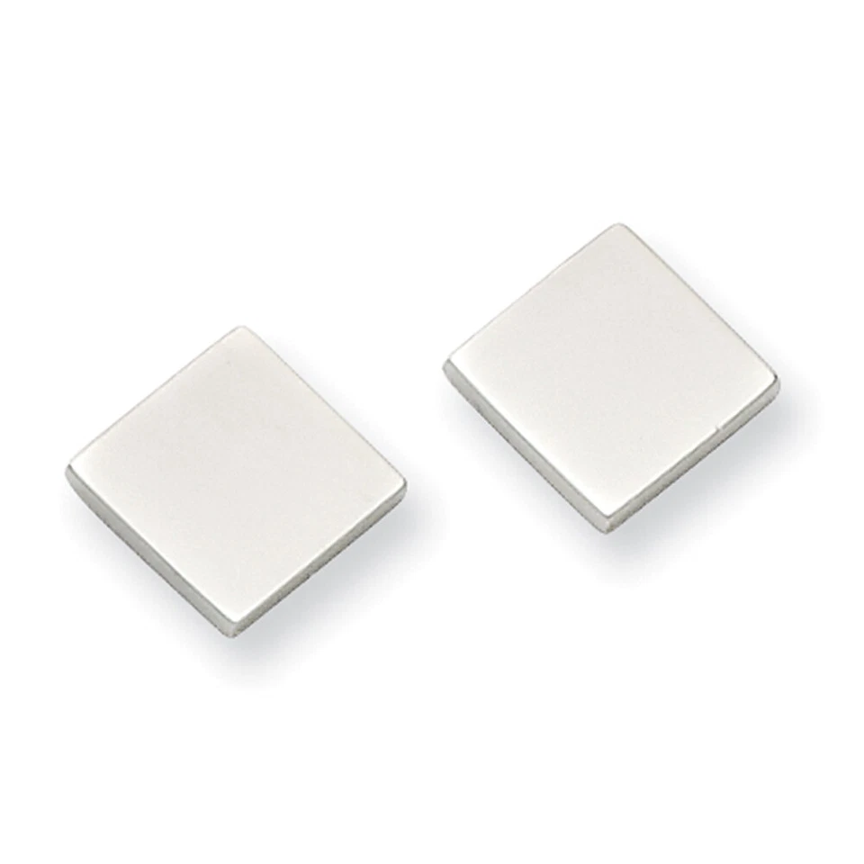 Pendientes de poste cuadrado pulido de acero inoxidable cincel 9 mm Foto 1 de 2