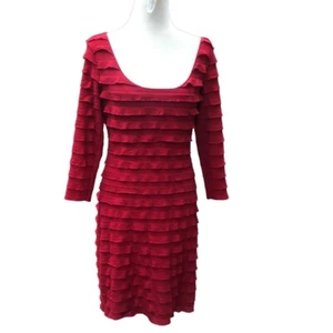 Max Studio Red Tiered Ruffled Bandage Bodycon Short Sleeve Dress Size Large - Picture 1 of 5