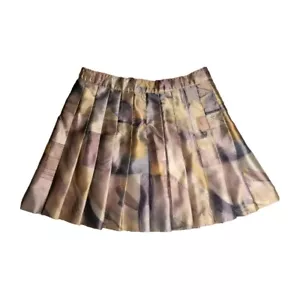 Vintage Hana Sport Size 12 Satin Pleated Tennis Skirt Purple & Gold 80's Print - Picture 1 of 9