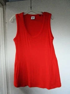 CAbi Bright Orange Knit Peplum Waist Hangout Tank sz XS Top Shirt Rayon 5402 EUC - Picture 1 of 5