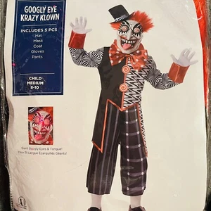 Google Eyes Crazy Clown Scary Creepy Costume Kids Size Medium 8-10 NEW - Picture 1 of 5