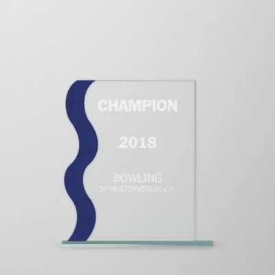 VEREINSSTORE Glaspokale Glas Pokal mit DEINER individuellen Gravur BLUE LINE 1 TOP Pokale