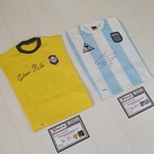 Pele & Diego Maradona signed & autographed shirts jersey + certificates + Proof