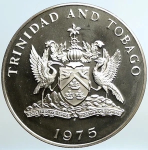 1975 TRINIDAD and TOBAGO Islands Large Vintage Proof Silver $10 Coin i101612 - Picture 1 of 3