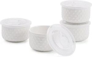 10 oz Oven-Safe Porcelain Ramekins with Lids, Large White Souffle and Creme B... - Picture 1 of 3