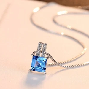 BENIAMINO Damen Kette mit Anhänger 925er Sterling Silber Blau Topas VVS OVP - Bild 1 von 12