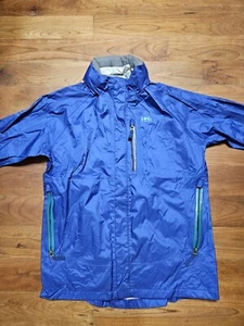 REI Co-Op Rain Coat Kids XL 18 Blue Hooded Full Zip Pockets Packable Hood - Picture 1 of 14