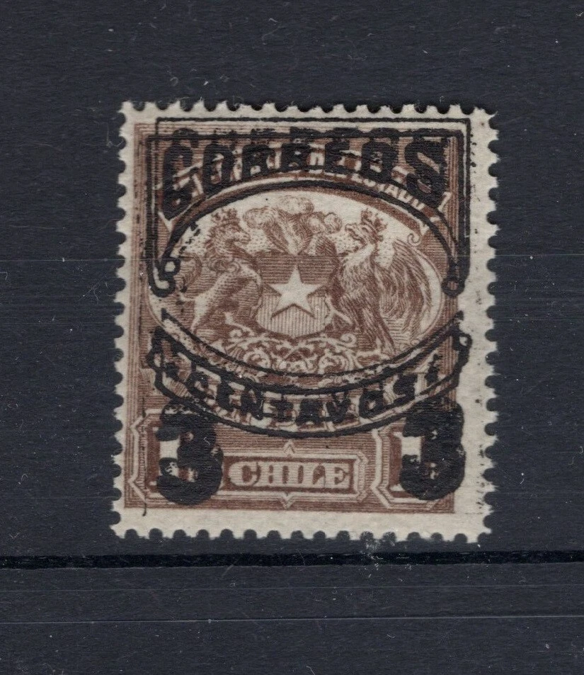 CHILE 1904 Telegraph 3c/ 1p MH ERROR DOUBLE OVERPRINT - Image 1 of 1
