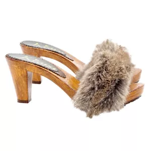 Zuecos Mujer Con Piel Y Talón 8 CM - Made IN Italy- K5140 VISONE - Imagen 1 de 4