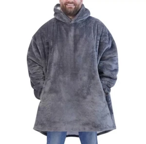 The Wayy Unisex Big Plush Lined Over-Sized Hoodie One Size Gray - Picture 1 of 5