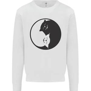 Yin Yang Cat Lover Funny Kitten Pet Kids Sweatshirt Jumper - Picture 1 of 87