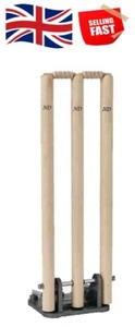 ND Tocones de Madera para Grillo Wicket Wickets y BailsSpring Retorno Base de Metal Tamaño Completo - Imagen 1 de 2