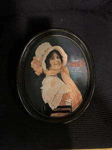 Coca-Cola 1972 Metal Oval Serving Tray 1914 Betty Girl Vintage - Picture 1 of 4
