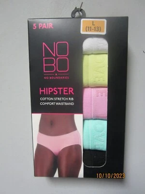Без границ женщин 5-Pr хлопок эластичной ребра твердого хипстер нижнее белье Sz L (11-13) - Изображение 1 из 2