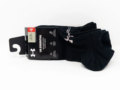 [Sz L] 6-Pair Under Armour UA Essential Lightweight No Show Socks Black Women's - Image 1 of 3