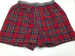 $37 Hanes Boys Red Plaid Comfort Tagless Waistband Cotton Woven Boxer L - Picture 1 of 1