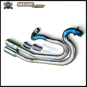 Style Racing 2-2 Exhaust Fits Harley VRSCA V-Rod 2002–2006 Blue-Chrome Pipe - Picture 1 of 5