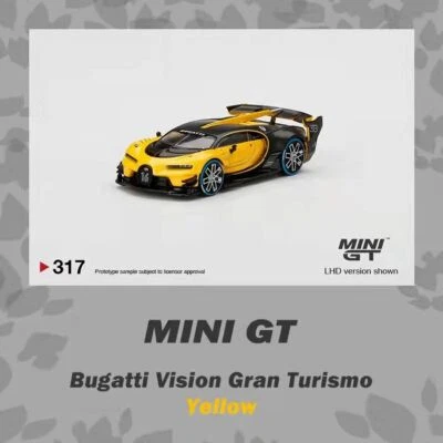 MINI GT 1:64 Bugatti Vision Gran Turismo Yellow LHD Car in box - Image 1 of 4