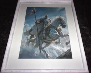 LORD OF THE RINGS - RIDERS OF ROHAN - CANVAS PRINT SOLID OAK FRAME - 21" x 17" - Picture 1 of 9