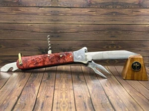 Vintage hunting folding multitul knife USSR Davydkovo Zarya Bison - Picture 1 of 4