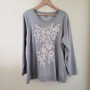 Avenue Leisure Embroidered Gray Sweatshirt Size 18/20 - Bild 1 von 5