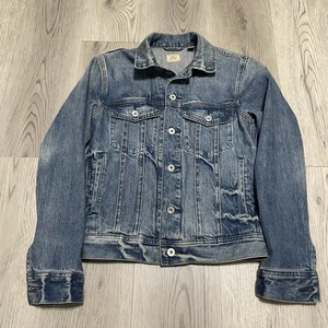 Giacca denim J Crew adulto XS extra small 36 lavaggio medio jeans biker camionista - Foto 1 di 7