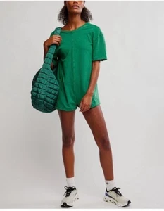 Free People Hot Shot Tee Pagliaccetto Heritage Verde Manica Corta Taglia S Nuovo con etichette - Foto 1 di 8