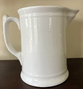 Antica brocca in pietra di ferro bianca KT & K Ohio semi-vitrea 5 7/8" vintage americana - Foto 1 di 7