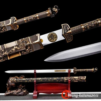 40'' Straight Dragon Chinese Sword Sharp Double Edge High Carbon Steel Han Jian - Image 1 of 4