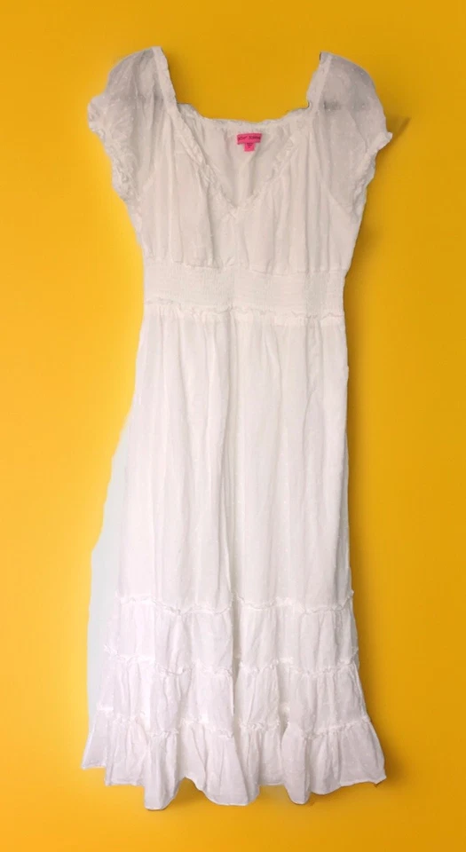 Maxi Vestido De Colección Betsey Johnson XL Cottage-Core Prairie Boho Babydoll Lechera Y2K Foto 1 de 4