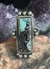 Blackjack Turquoise Bar Long Sterling Silver Ring