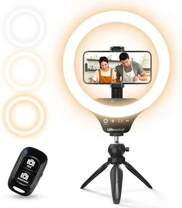 UBeesize 10" Selfie Ringlicht mit Stativständer & Handyhalter, dimmbar D - Bild 1 von 3