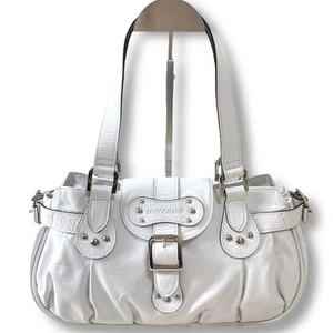 Longchamp Schultertasche Handtasche 2-Wege Ganzleder weiß 7,5 x 13,8 x 4,5 Zoll - Bild 1 von 12