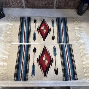 Juego de 2 manteles individuales de lana suroeste con flecos El Paso Saddle Blanket Co - Imagen 1 de 6