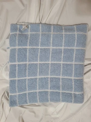 Manta de bebé Mud Pie chenilla azul blanco a cuadros chenilla suave  Foto 1 de 4