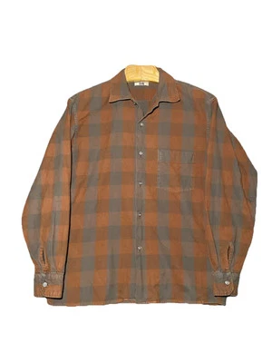 Camisa de franela Uniqlo para hombre talla mediana marrón a cuadros de gran tamaño manga larga abotonada Foto 1 de 4