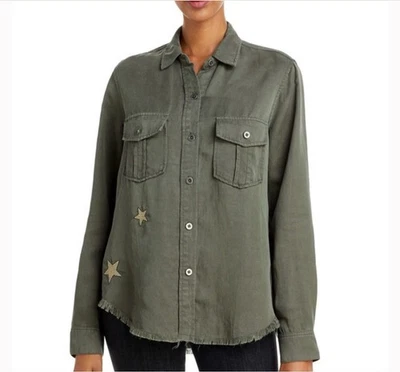 Camisa Rails Loren Olive Gold Star bordada com botões tamanho XS - Imagem 1 de 4