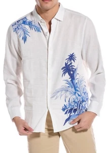 Tommy Bahama Men’s Blue Haven Blooms Linen Blend Button Up Long Sleeve Shirt XL - Picture 1 of 17