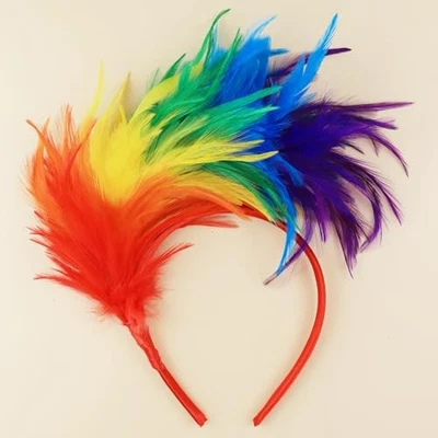 Feather Fascinator Headband for Women, 1920s Red, Yellow, Green, Blue, Purple - Image 1 of 4