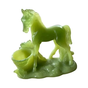 Vintage Green Jade Resin Horse Sculptural Figurine 5” Tall - Picture 1 of 4