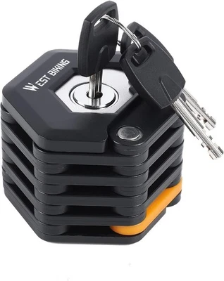 WEST BIKING Folding Bike Chain Lock Heavy Duty Alloy Steel Bicycle Foldable Lock - Image 1 of 4