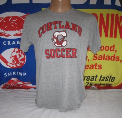 SUNY CORTLAND Red Dragons Soccer T Shirt Men's Lrg ncaa New York SUNYAC C-STATE - Image 1 of 4