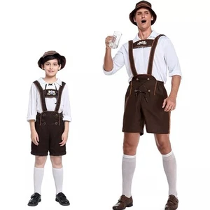 German Oktoberfest Costume Mens Bavarian Lederhosen Short Beer Guy Fancy Dress - Picture 1 of 22