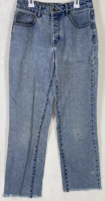 Pantalones de mezclilla Brandy Melville John Galt botón tiro alto dobladillo crudo talla grande L Foto 1 de 4