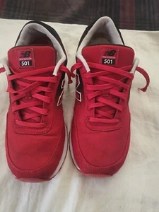New Balance 501 Herren Größe 13 rot & schwarz mit weißem Besatz Schuhe Turnschuhe - Bild 1 von 11